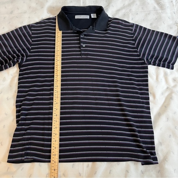 Greg Norman Fine Egyptian Cotton Blend Black w/ Stripes Golf Polo Shirt - Medium - Picture 11 of 12